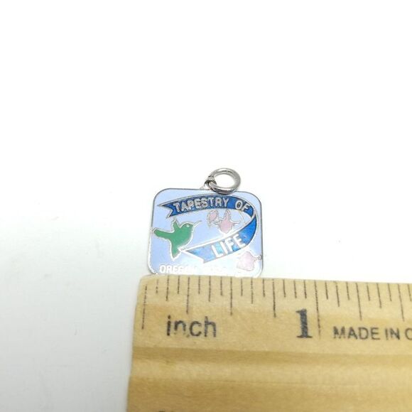 Vintage Oregon 1994 Tapestry of Life Humming Bird Enamel Pendant Charm, Blue - Picture 3 of 6